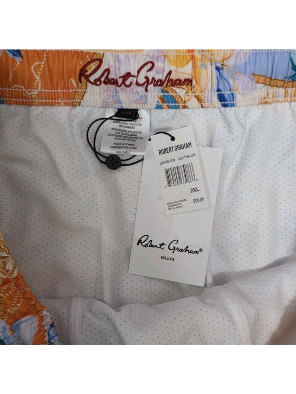 Robert Graham Gold Treasure Nautical Tropical Print Swim Shorts Men's Sz 2XL - Picture 6 of 9